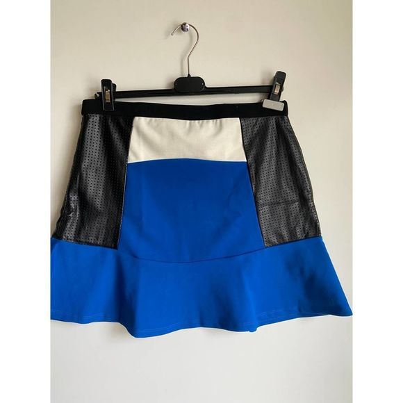 Romeo & Juliet Couture Faux Leather Panel Colorblock A Line Skirt Medium - Picture 5 of 8